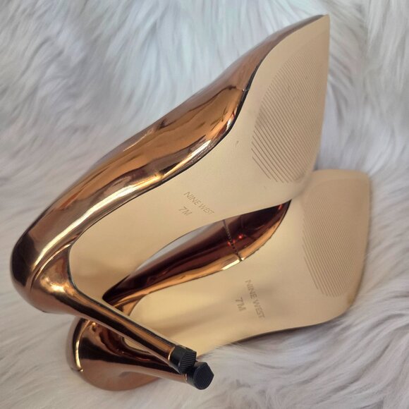 NEW NINE WEST Metallic Bronze Stiletto High Heels Size 7 - Picture 12 of 13